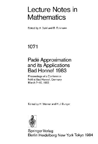 Pade Approximations And Its Applications