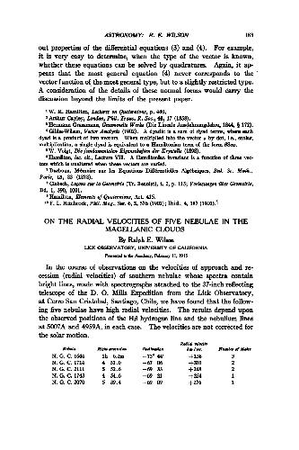 On the Radial Velocities of Five Nebulae in the Magellanic Clouds