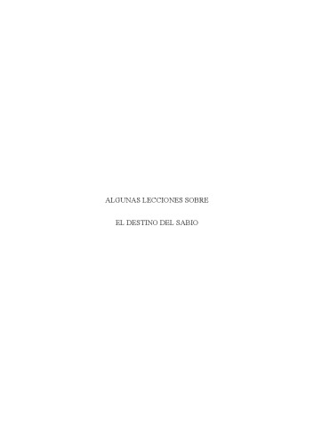 Algunas lecciones sobre el destino del sabio