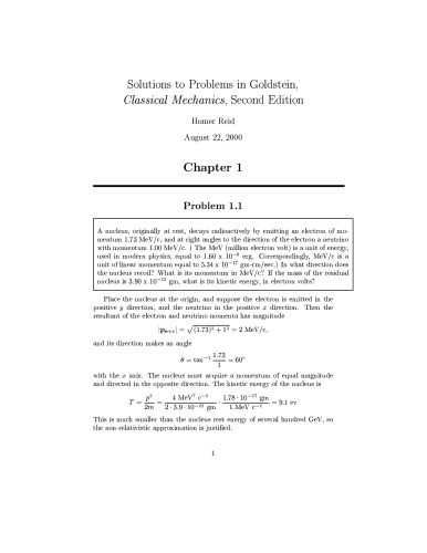 Classical Mechanics solution manual