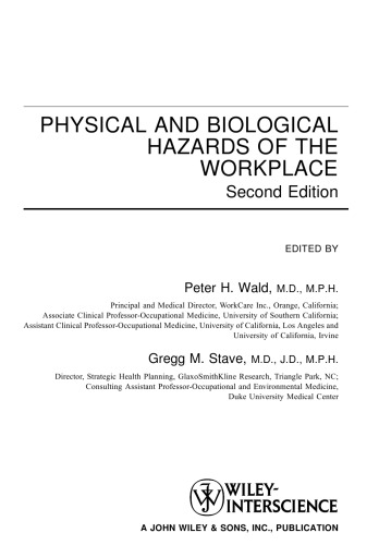 Physical and Biological Hazards of the Workplace. Second Edition