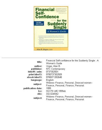 Financial Self-Confidence for the Suddenly Single: A Woman's Guide