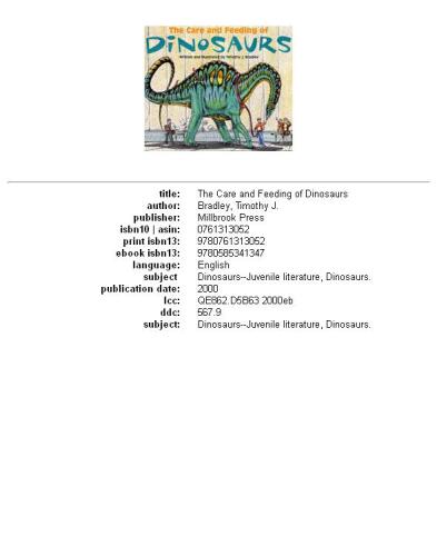 Care And Feeding Of Dinosaurs