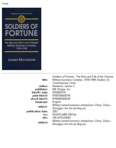 Soldiers of fortune: the rise and fall of the Chinese military-business complex, 1978-1998