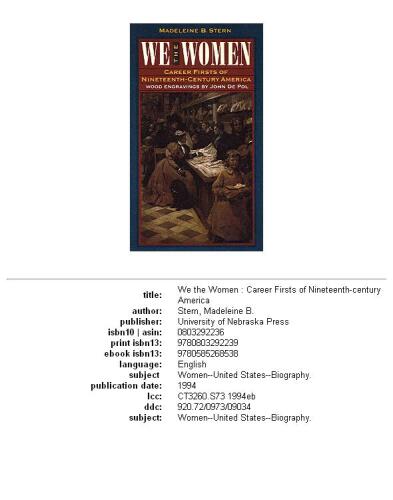 We the women: career firsts of nineteenth-century America