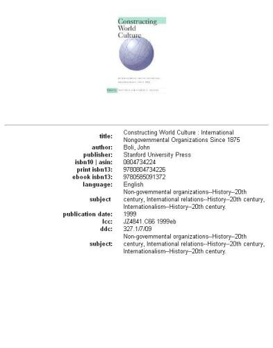 Constructing world culture: international nongovernmental organizations since 1875