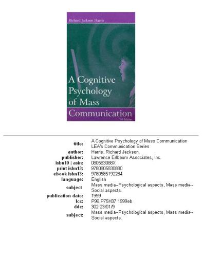 A cognitive psychology of mass communication