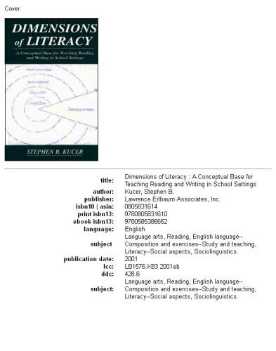 Dimensions of literacy: a conceptual base for teaching reading and writing in school settings