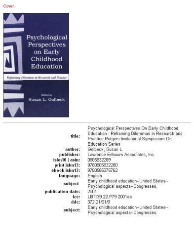 Psychological perspectives on early childhood education: reframing dilemmas in research and practice