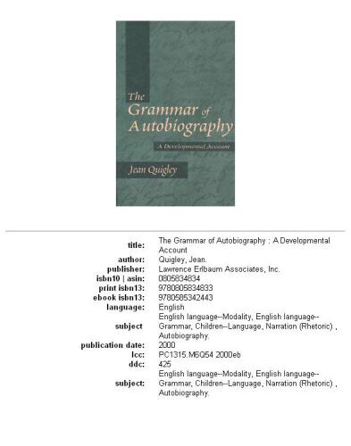 The grammar of autobiography: a developmental account