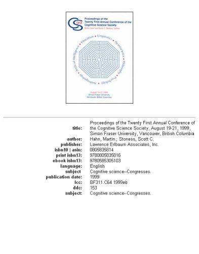 Proceedings of the Twenty-first Annual Conference of the Cognitive Science Society