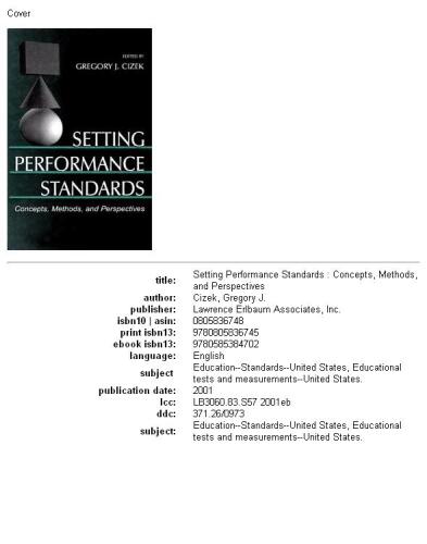 Setting performance standards: concepts, methods, and perspectives