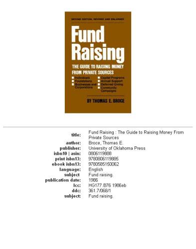 Fund raising: the guide to raising money from private sources