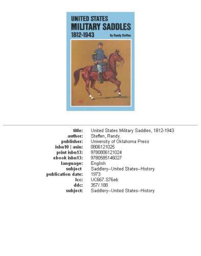 United States Military Saddles, 1812-1943