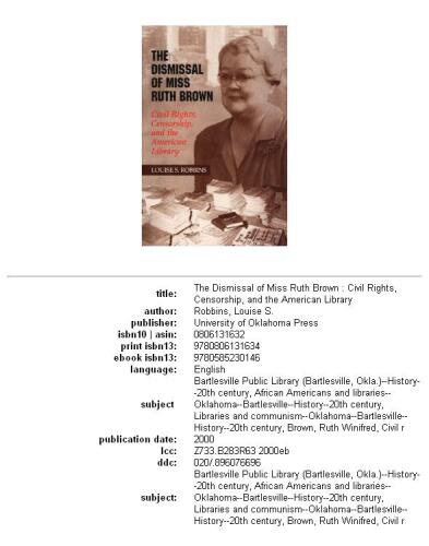 The dismissal of Miss Ruth Brown: civil rights, censorship, and the American library