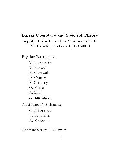 Linear Operators and Spectral Theory