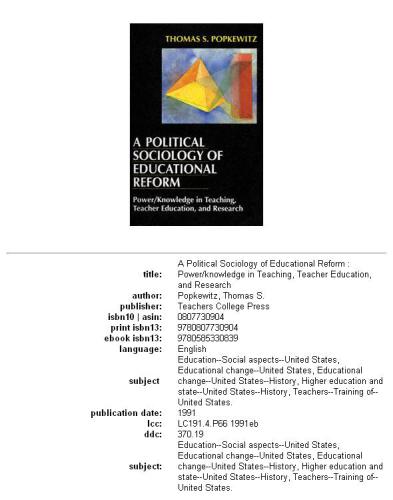 A Political Sociology of Educational Reform: Power/Knowledge in Teaching, Teacher Education, and Research