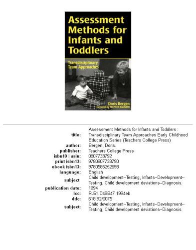 Assessment methods for infants and toddlers: transdisciplinary team approaches