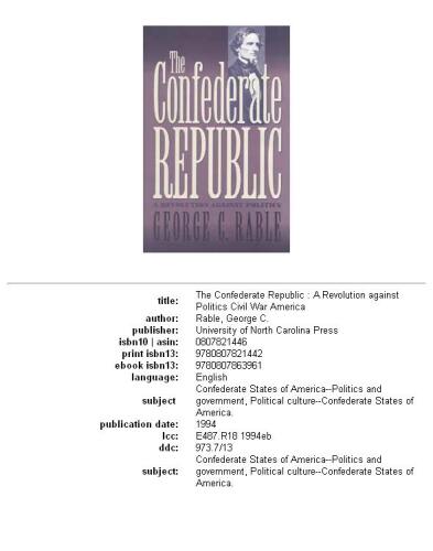 The Confederate republic: a revolution against politics