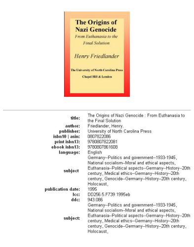 The origins of Nazi genocide: from euthanasia to the final solution