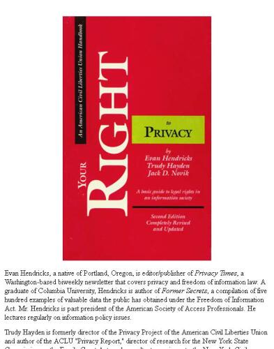 Your right to privacy: a basic guide to legal rights in an information society