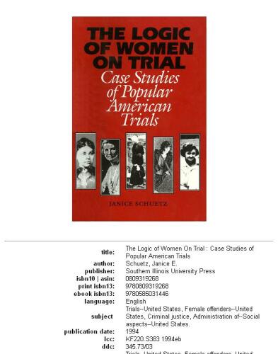 The logic of women on trial: case studies of popular American trials