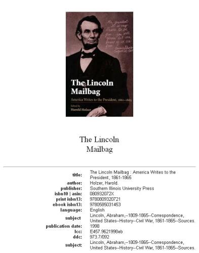 The Lincoln mailbag: America writes to the President, 1861-1865