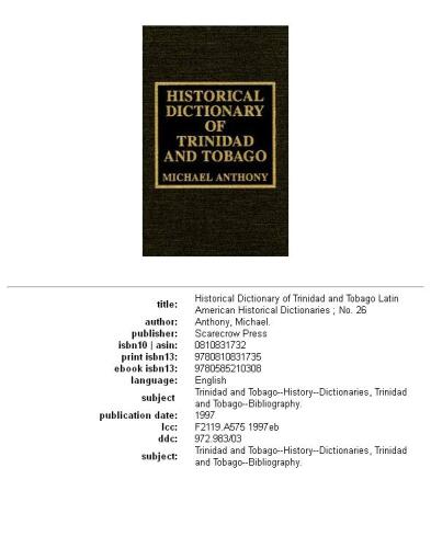 Historical dictionary of Trinidad and Tobago