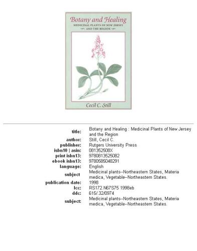 Botany and healing: medicinal plants of New Jersey and the region