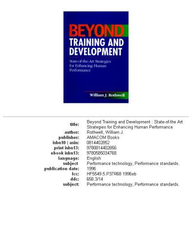 Beyond training and development: state-of-the art strategies for enhancing human performance