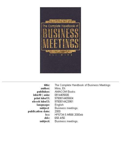 The complete handbook of business meetings