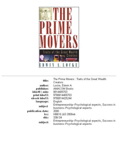 The prime movers: traits of the great wealth creators