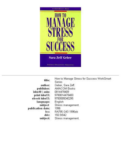 How to manage stress for success