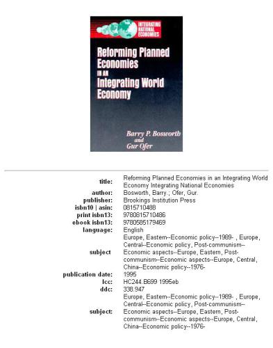 Reforming planned economies in an integrating world economy