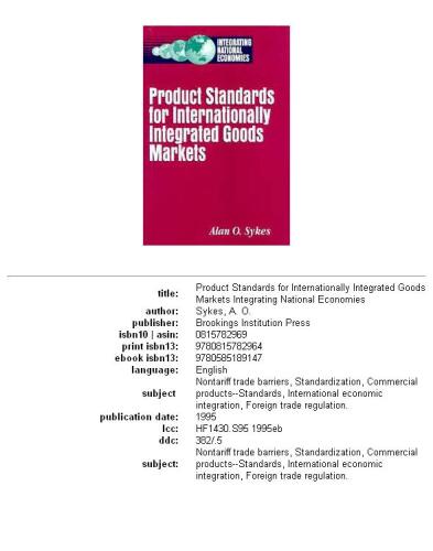 Product standards for internationally integrated goods markets