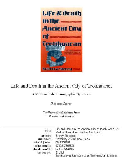 Life and death in the ancient city of Teotihuacan: a modern paleodemographic synthesis