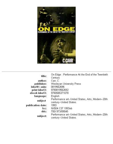 On edge: performance at the end of the twentieth century