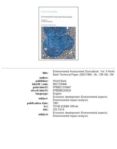 Environmental assessment sourcebook, Volume 2