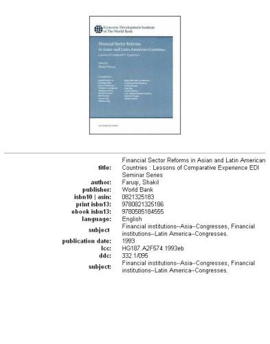 Financial sector reforms in Asian and Latin American countries: lessons of comparative experience