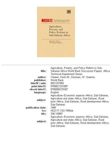 Agriculture, poverty, and policy reform in Sub-Saharan Africa