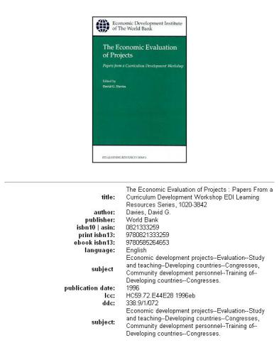 The economic evaluation of projects: papers from a curriculum development workshop