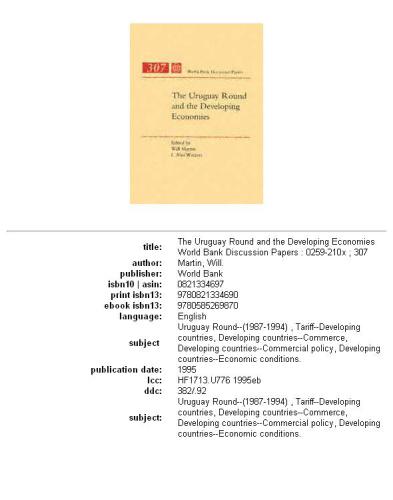 The Uruguay Round and the developing economies, Parts 63-307