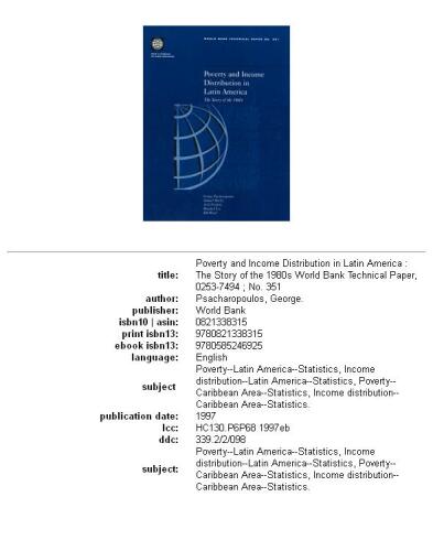 Poverty and income distribution in Latin America: the story of the 1980s, Volumes 23-351