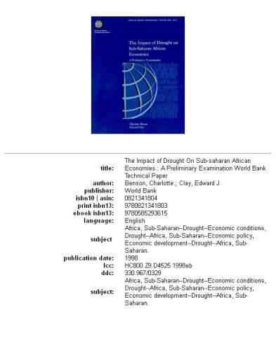 The impact of drought on Sub-Saharan African economies: a preliminary examination, Volumes 23-401