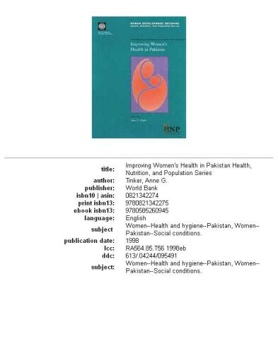 Improving women's health in Pakistan