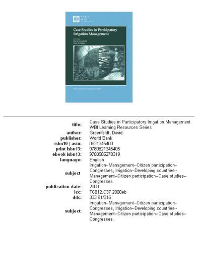 Case studies in participatory irrigation management, Page 273