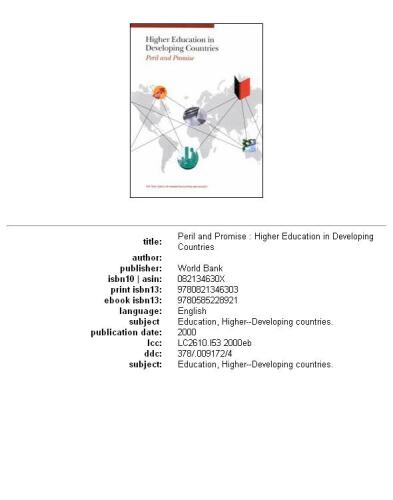 Higher education in developing countries: peril and promise