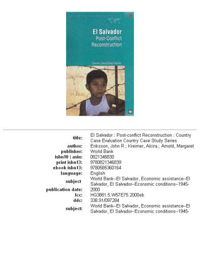 El Salvador: post-conflict reconstruction : country case evaluation