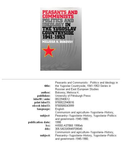 Peasants and communists: politics and ideology in the Yugoslav countryside, 1941-1953