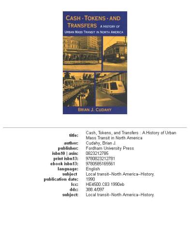 Cash, tokens, and transfers: a history of urban mass transit in North America